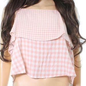 PARK ADELYN PINK/WHITE CHECKERED CROP TOP SIZE L
